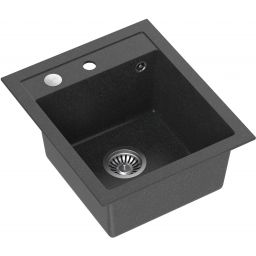 Quadron Johnny 100 zlewozmywak 50x43 cm GraniteQ wpuszczany black dotted/elementy stalowe HCQJ4350CZK
