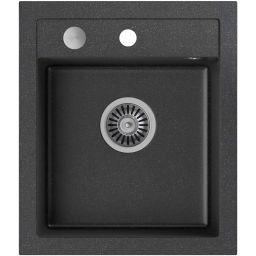 Quadron Johnny 100 zlewozmywak 50x43 cm GraniteQ wpuszczany black dotted/elementy stalowe HCQJ4350CZK