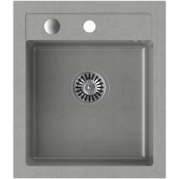 Quadron Johnny 100 zlewozmywak 50x43 cm GraniteQ wpuszczany silver stone/elementy stalowe HCQJ4350SZK