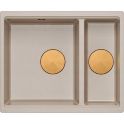 Quadron Logan 150 zlewozmywak GraniteQ 55x46 cm beż/elementy miedziane HCQL5646U2-C1_U