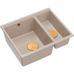 Quadron Logan 150 zlewozmywak GraniteQ 55x46 cm beż/elementy miedziane HCQL5646U2-C1_U