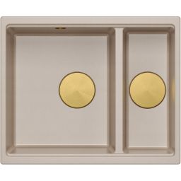 Quadron Logan 150 zlewozmywak GraniteQ 55x46 cm beż/elementy złote HCQL5646U2-G1_U