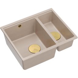 Quadron Logan 150 zlewozmywak GraniteQ 55x46 cm beż/elementy złote HCQL5646U2-G1_U