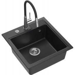 Quadron Peter zlewozmywak z baterią czarny/stal HCQP5052CZK_3922505BSBL