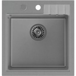 Quadron Comfort 110 zlewozmywak 52x50 cm z baterią i dozownikiem szary/stalowy HCQP5052SZK_3673500BS