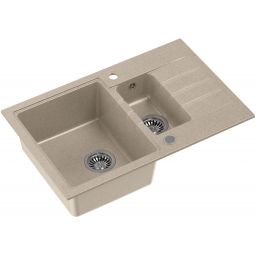 Quadron Comfort 156 zlewozmywak 78x50 cm z baterią i dozownikiem beżowy/stal HCQP57850BEZK_3673500BS