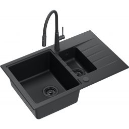 Zestaw Quadron zlewozmywak Peter 156 z baterią Gina czarny HCQP57850BLMPC_3922505BLM