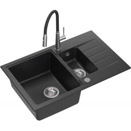 Quadron Peter zlewozmywak z baterią czarny/stal HCQP57850CZK_3922505BSBL