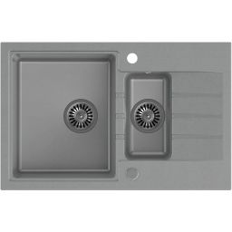 Quadron Comfort 156 zlewozmywak 78x50 cm z baterią i dozownikiem szary/stal HCQP57850SZ_3673500BS