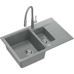 Quadron Peter zlewozmywak z baterią szary/stal HCQP57850SZK_3922505BSGR