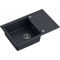 Quadron Comfort 111 zlewozmywak 78x50 cm z baterią i dozownikiem czarny/czarny HCQP7850CZK_3673500BLM