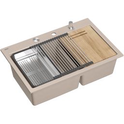 Quadron Marc 120 zlewozmywak GraniteQ 76x50 cm beż/elementy stalowe HQC7650U2_BS