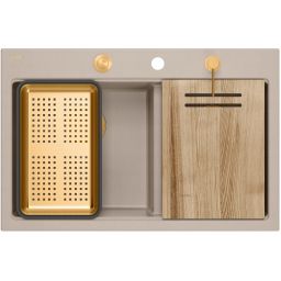 Quadron Marc 120 zlewozmywak GraniteQ 76x50 cm beż/elementy miedziane HQC7650U2_PVDC1