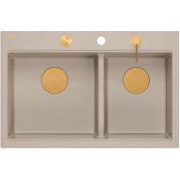 Quadron Marc 120 zlewozmywak GraniteQ 76x50 cm beż/elementy miedziane HQC7650U2_PVDC1