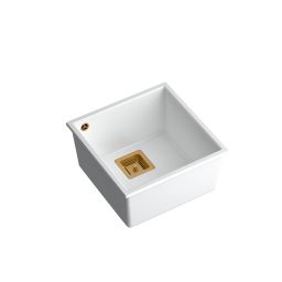 Quadron David 40 zlewozmywak 42x42 cm GraniteQ snow white/miedziany HQD4242U1-C1