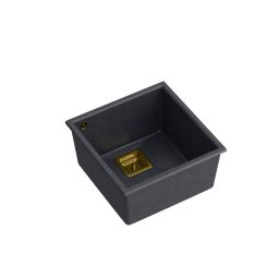 Quadron David 40 zlewozmywak 42x42 cm GraniteQ black diamond/złoty HQD4242U8-G1