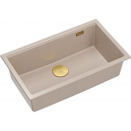 Quadron Logan 110 zlewozmywak GraniteQ 76x45 cm beż/elementy złote HQD7644U2_PVDG1_U