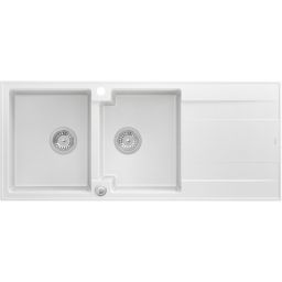 Quadron Evan 121 zlewozmywak 116x50 cm GraniteQ snow white/elementy stalowe HQE11650U1_BS_P2O