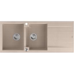 Quadron Evan 121 zlewozmywak GraniteQ 116x50 cm beż/elementy stalowe HQE11650U2_BS_P2O