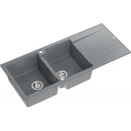 Quadron Evan 121 zlewozmywak 116x50 cm GraniteQ silver stone/elementy stalowe HQE11650U5_BS_P2O