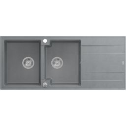 Quadron Evan 121 zlewozmywak 116x50 cm GraniteQ silver stone/elementy stalowe HQE11650U5_BS_P2O