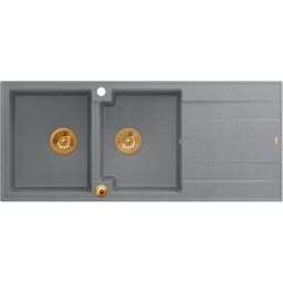 Quadron Evan 121 zlewozmywak 116x50 cm GraniteQ silver stone/elementy miedziane HQE11650U5_PVDC1_P2O