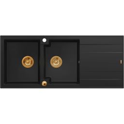 Quadron Evan 121 zlewozmywak 116x50 cm GraniteQ pure carbon/elementy miedziane HQE11650U7_PVDC1_P2O