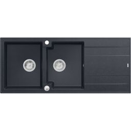 Quadron Evan 121 zlewozmywak 116x50 cm GraniteQ black diamond/elementy stalowe HQE11650U8_BS_P2O