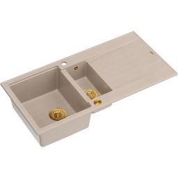 Quadron Evan 156XL zlewozmywak GraniteQ 100x50 cm beż/elementy złote HQE510050U2_PVDG1_P2O