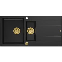 Quadron Evan 156XL zlewozmywak 100x50 cm GraniteQ pure carbon/złoty HQE510050U7_PVDG1_P2O