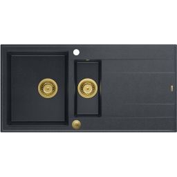 Quadron Evan 156XL zlewozmywak 100x50 cm GraniteQ black diamond/złoty HQE510050U8_PVDG1_P2O