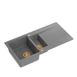Quadron Evan 156XL zlewozmywak 100x50 cm GraniteQ silver stone/miedziany HQE5510050U5_PVDC1_P2O