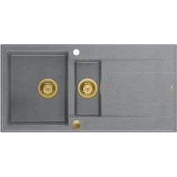 Quadron Evan 156XL zlewozmywak 100x50 cm GraniteQ silver stone/złoty HQE5510050U5_PVDG1_P2O