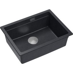 Quadron Logan 100 zlewozmywak 59,5x45 cm Graniteq czarny/stalowy HQJ6045U8_BS_U