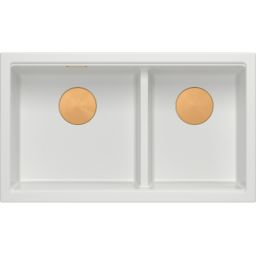 Quadron Logan 120 zlewozmywak GraniteQ 76x45 cm snow white/elementy miedziane HQL7645U1_PVDC1_U