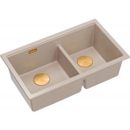 Quadron Logan 120 zlewozmywak GraniteQ 76x45 cm beż/elementy miedziane HQL7645U2_PVDC1_U