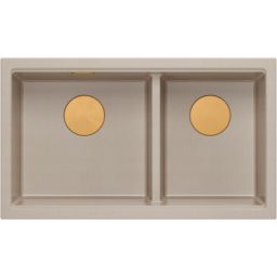Quadron Logan 120 zlewozmywak GraniteQ 76x45 cm beż/elementy miedziane HQL7645U2_PVDC1_U