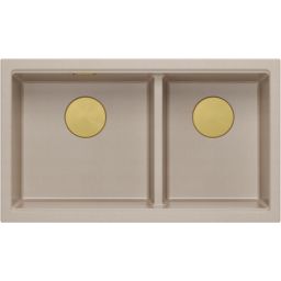 Quadron Logan 120 zlewozmywak GraniteQ 76x45 cm beż/elementy złote HQL7645U2_PVDG1_U