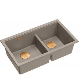 Quadron Logan 120 zlewozmywak GraniteQ 76x45 cm soft taupe/elementy miedziane HQL7645U4_PVDC1_U