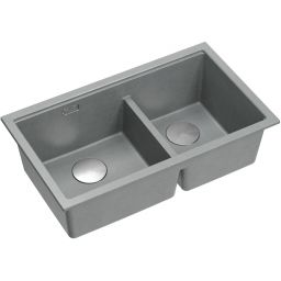 Quadron Logan 120 zlewozmywak GraniteQ 76x45 cm silver stone/elementy stalowe HQL7645U5_BS_U
