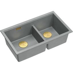 Quadron Logan 120 zlewozmywak GraniteQ 76x45 cm silver stone/elementy złote HQL7645U5_PVDG1_U