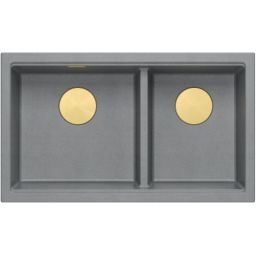 Quadron Logan 120 zlewozmywak GraniteQ 76x45 cm silver stone/elementy złote HQL7645U5_PVDG1_U