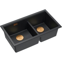 Quadron Logan 120 zlewozmywak GraniteQ 76x45 cm pure carbon/elementy miedziane HQL7645U7_PVDC1_U