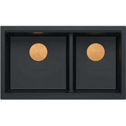 Quadron Logan 120 zlewozmywak GraniteQ 76x45 cm pure carbon/elementy miedziane HQL7645U7_PVDC1_U