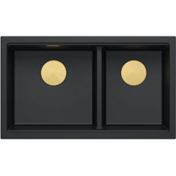 Quadron Logan 120 zlewozmywak GraniteQ 76x45 cm pure carbon/elementy złote HQL7645U7_PVDG1_U