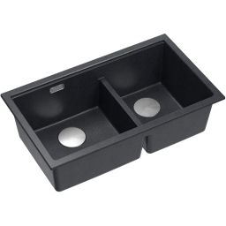 Quadron Logan 120 zlewozmywak GraniteQ 76x45 cm black diamond/elementy stalowe HQL7645U8_BS_U