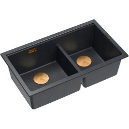 Quadron Logan 120 zlewozmywak GraniteQ 76x45 cm black diamond/elementy miedziane HQL7645U8_PVDC1_U
