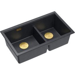 Quadron Logan 120 zlewozmywak GraniteQ 76x45 cm black diamond/elementy złote HQL7645U8_PVDG1_U