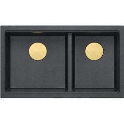 Quadron Logan 120 zlewozmywak GraniteQ 76x45 cm black diamond/elementy złote HQL7645U8_PVDG1_U