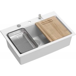 Quadron Marc 110 zlewozmywak 76x50 cm GraniteQ snow white/elementy stalowe HQM7650U1_BS